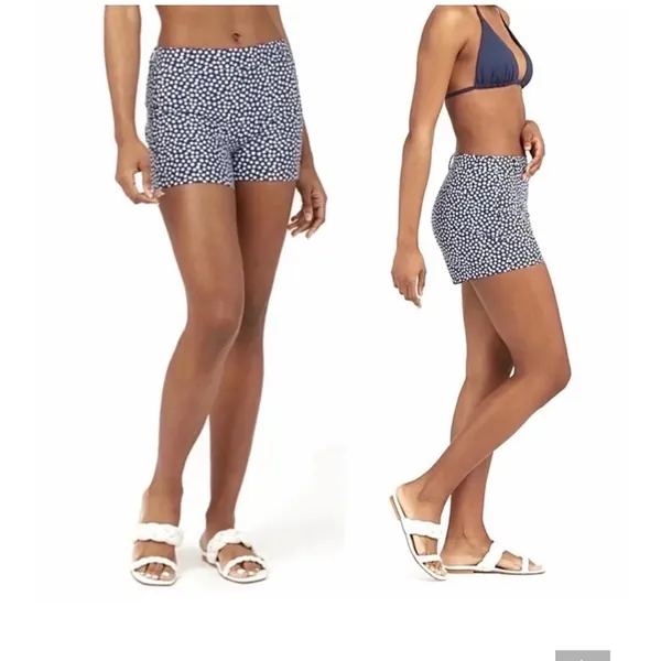 Spanx‎ Sunshine Shorts Women Large Navy White Polka Dot Stretch Activewear Golf - Image 2