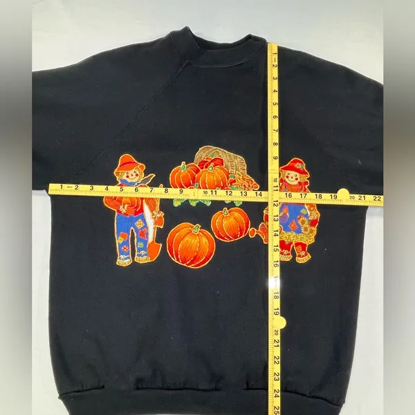Tultex Scarecrow Pumpkin Fall Themed Women’s Vintage 90s Sweatshirt Large - Image 9