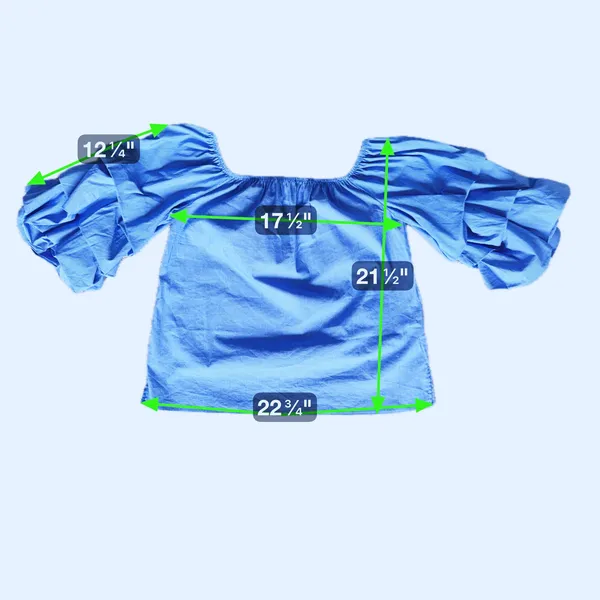 Zara Tiered Ruffle Off Shoulder Top XS Blue Pinstripe Retro European Coastal - Image 9
