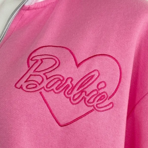 BARBIE Pink 1/4 Zip Sweatshirt Size L NEW - Image 7