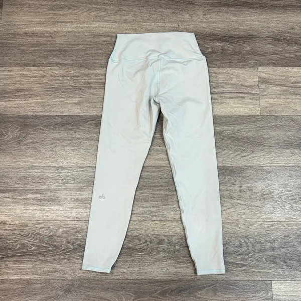 ALO Yoga Light Gray Leggings with Blue Stitching High rise - Image 2
