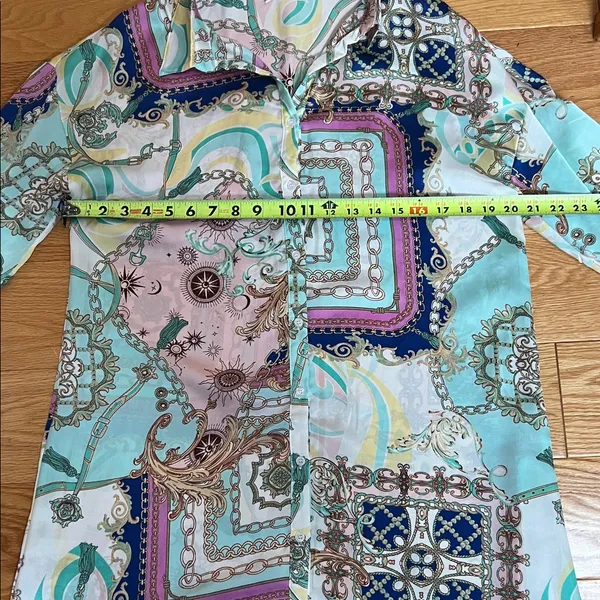 En Crême Multicolor Button Down Shirt mini dress - Image 7