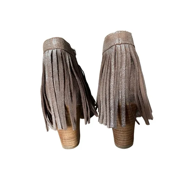 Ariat Unbridled Layla Fringe Ankle Boot in Metallic Taupe Brown size 7 - Image 7