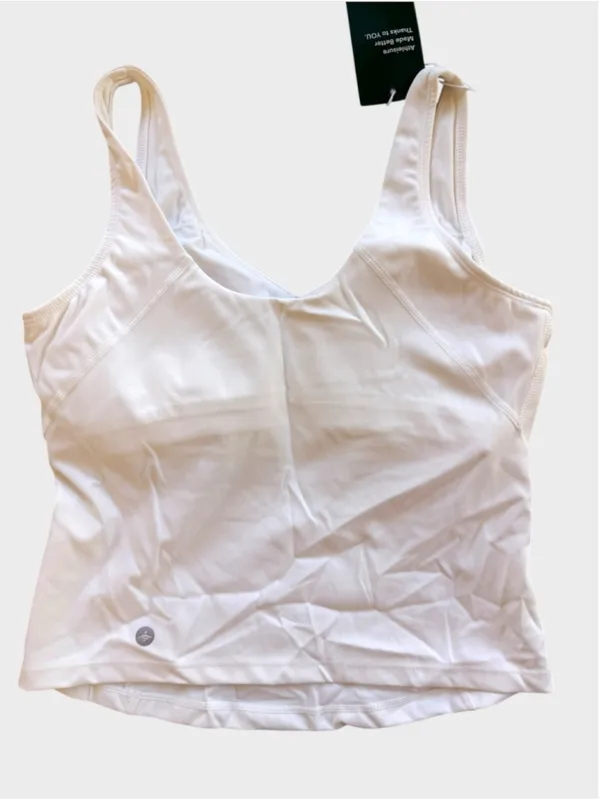 Size S Halara Plush Padded V Neck Plain Tank Top White - Image 2