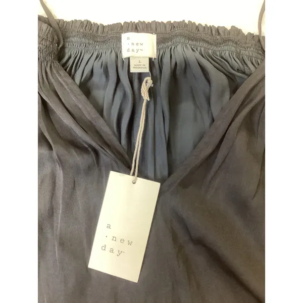A New Day Womens‎ Black Satin Halter Neck Tie Back Tank Top Large NWT 564266 - Image 2