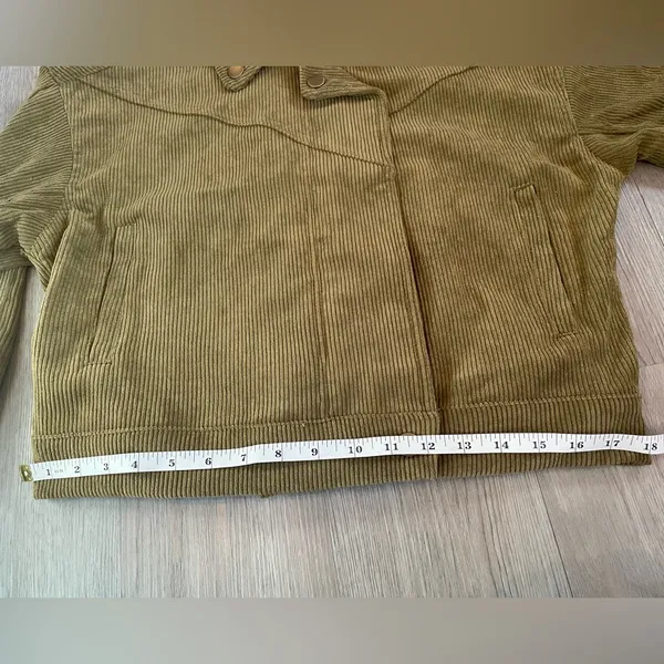 Mine Blu Pepper Green Corduroy Crop Moto Jacket ~ Size Medium - Image 12