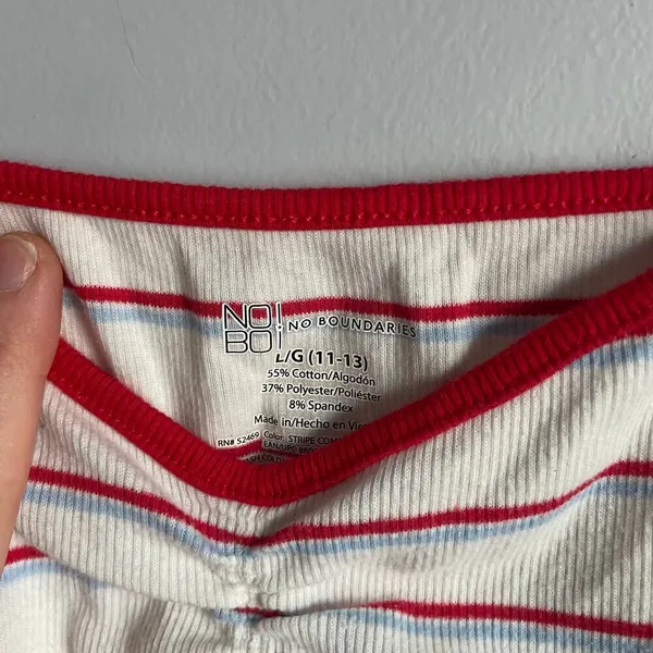No Boundaries Retro‎ Y2K Striped 70s style Tank Top Red sz Large Kids XS Womens - Image 2