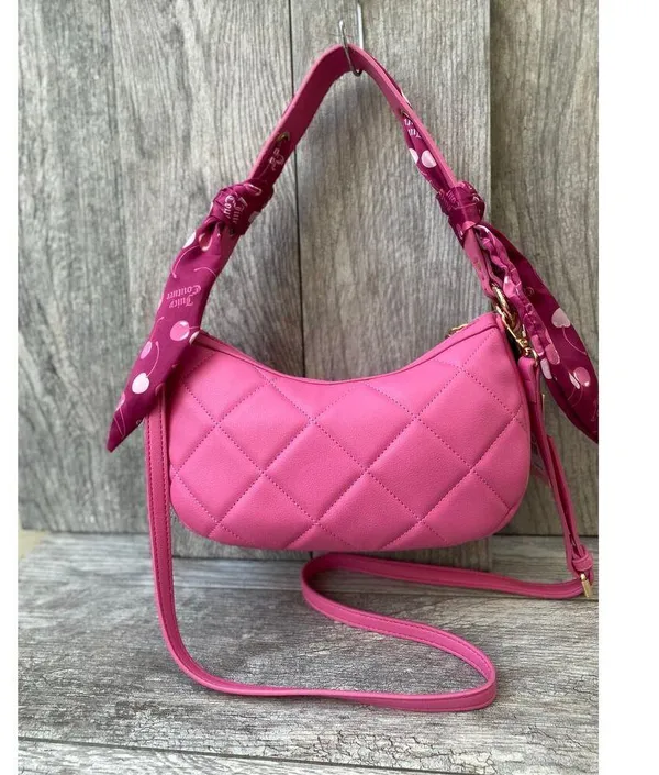 Juicy Couture Pink Quilted Shoulder Bag with Charm & Scarf - Image 2