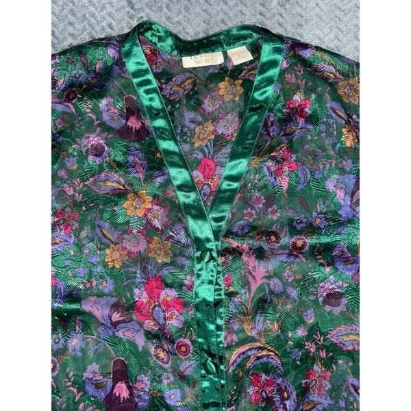 Victoria's‎ Secret Vintage 90's GOLD LABEL Floral Satin Sheer Sleep Lounge Top M - Image 3