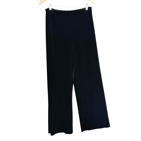 Alex Evenings Velvet Wide Leg Pull On Pants Sz M Black Holiday Quiet Luxury 90s - Image 2