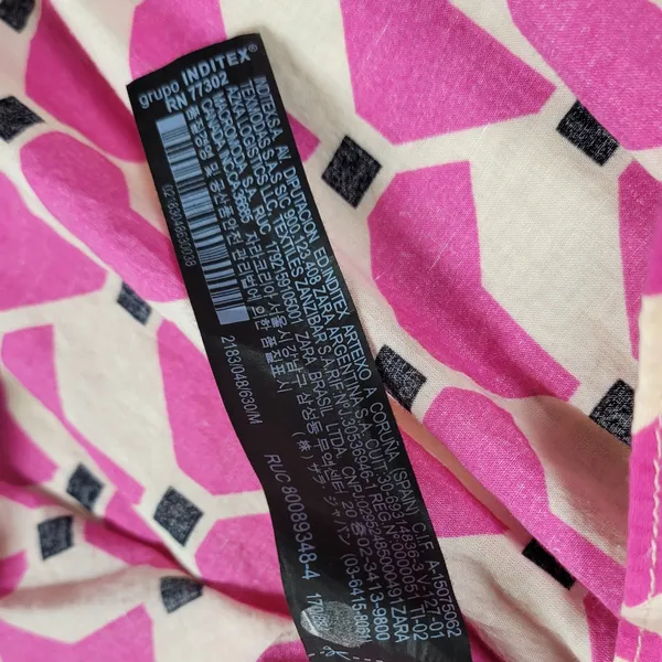 Zara Geometric Babydoll Dress Womens Medium Pink High Low Tunic Tiered Loose Fit - Image 4