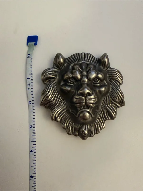 Vintage Norse Viking 3D Lion Head Belt Buckle Silver Tone A350 - Image 3