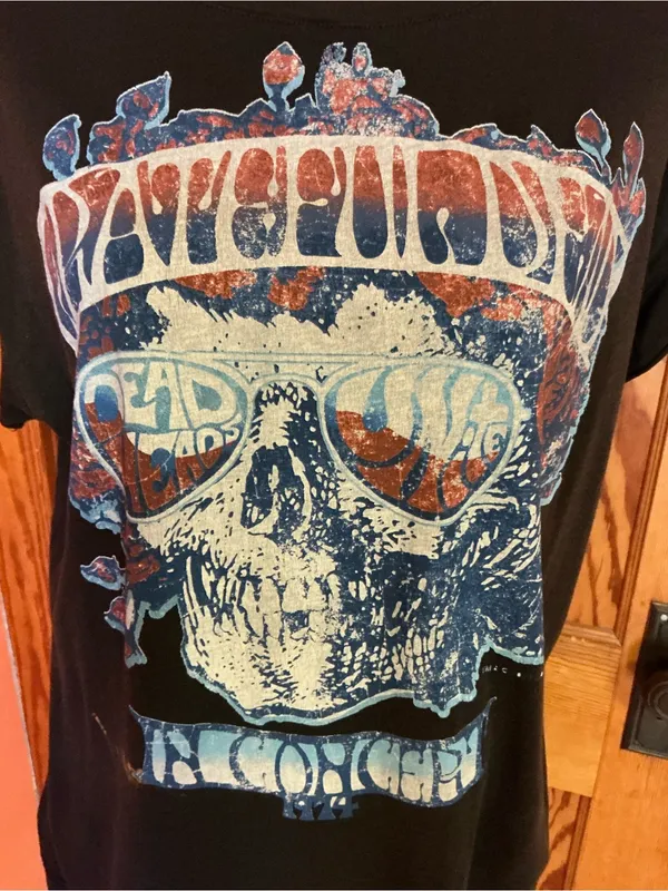 Junk Food Grateful Dead In Concert 1974 Skull Graphic Tee Slouchy Distressed - Image 7
