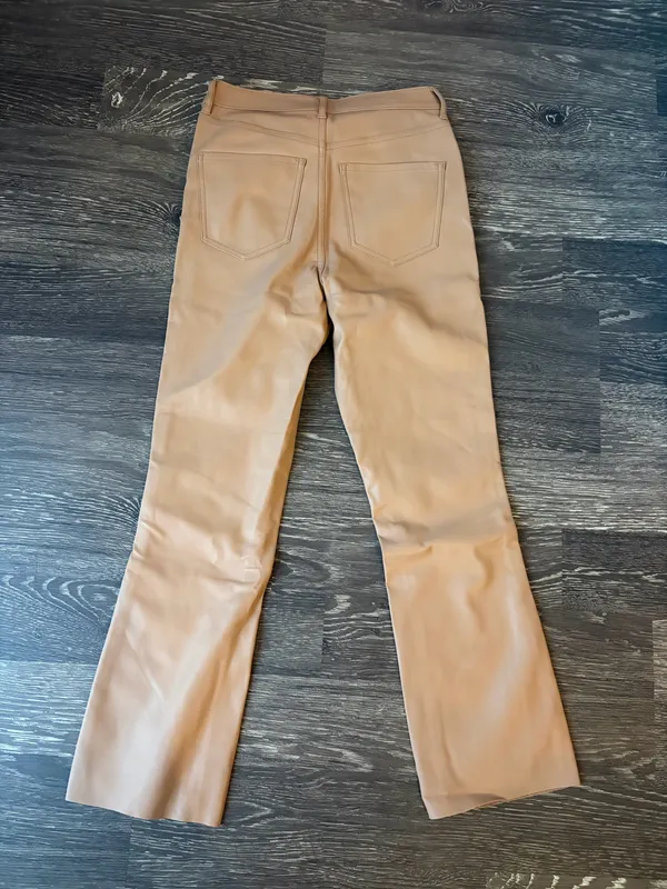 Cropped Faux Leather Pants Express Flare - Image 2