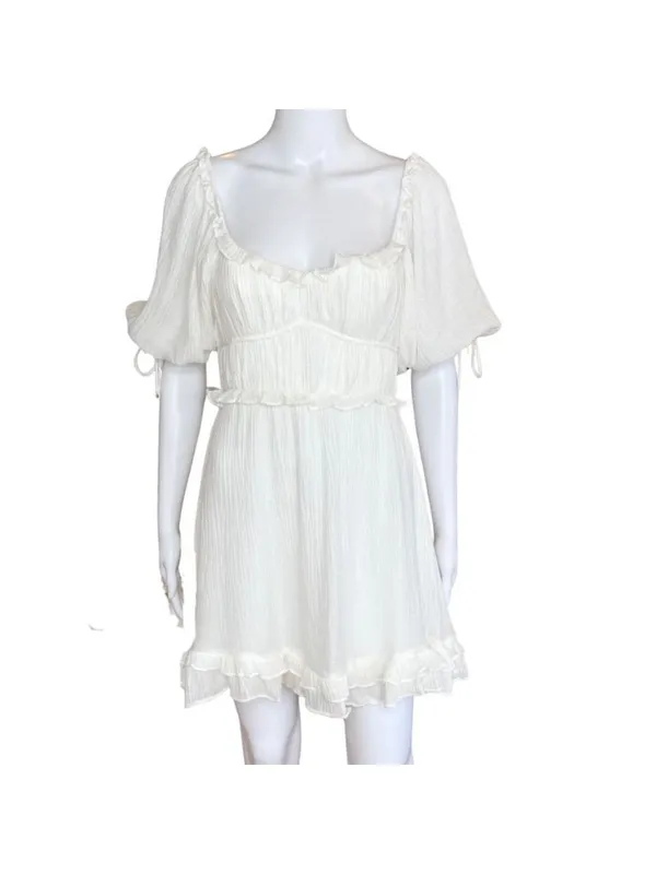 Angel Biba Boho Babydoll Mini Dress White Size XS NWT - Image 4