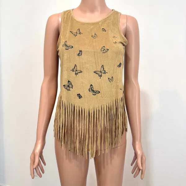 French Pastry XS faux suede fringe butterfly top TS 3556 - Image 6