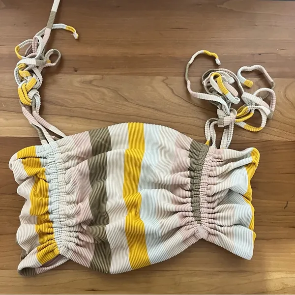 Women’s Aerie Ribbed Longline Bandeau Bikini‎ Top Size Medium - Image 2
