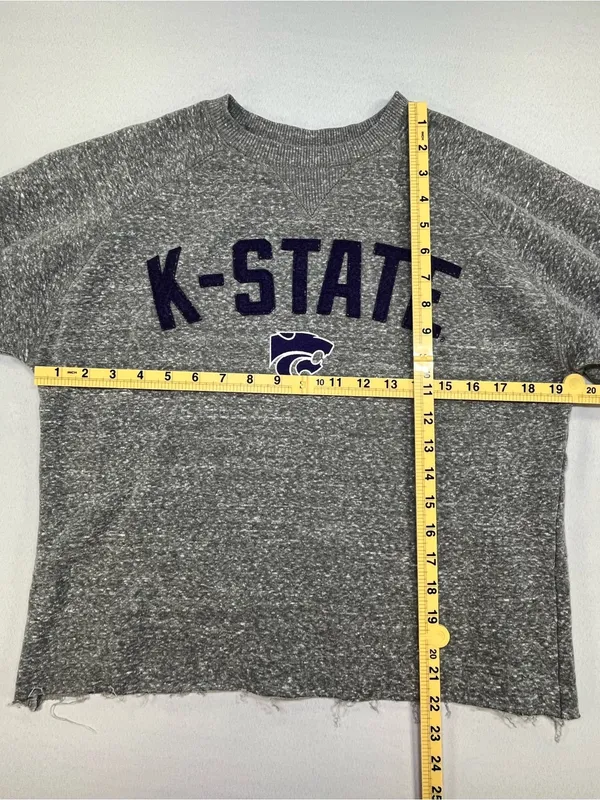 Champion K-State Powercat Raw Hem Cropped Women’s Crewneck Sweatshirt Small - Image 7