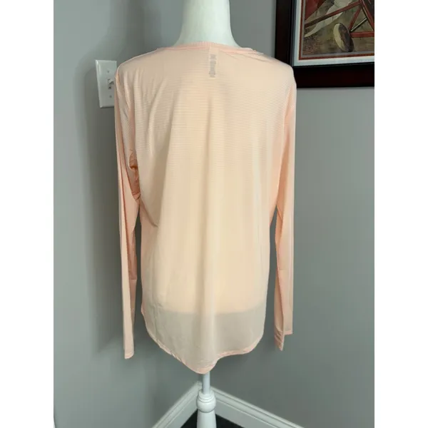 Zyia Active Peach Striped V-Neck Long Sleeve Top XXL Athleisure Yoga Training - Image 3