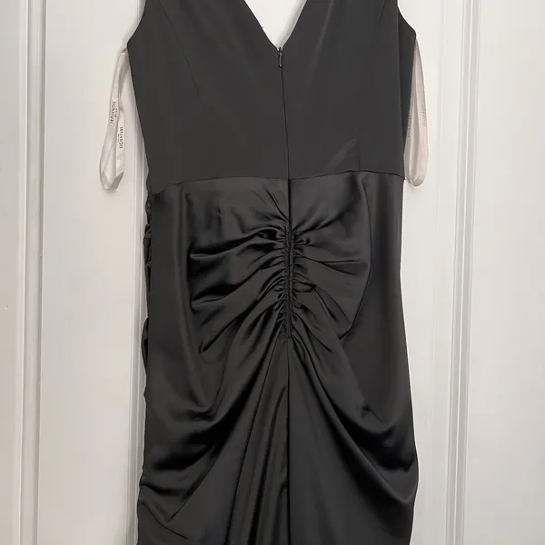 David's Bridal GALINA SIGNATURE Women’s Stretch Satin Ruched Mermaid Dress Black Size 2 EUC - Image 7