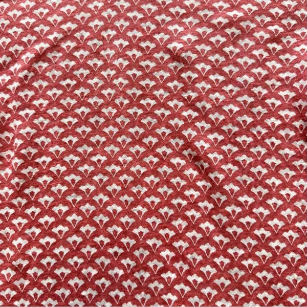 Ann Taylor red and white 100% linen floral motif short sleeve tee, size XS - Image 4