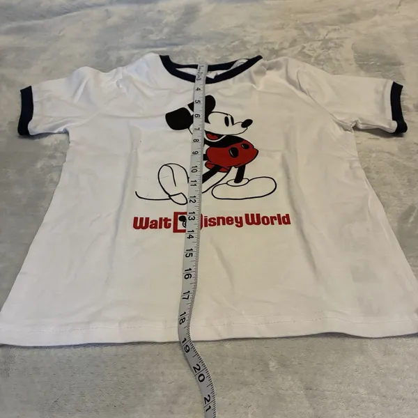 Disney Parks Walt Disney World Mickey Mouse White Short Sleeve Ringer Shirt sz M - Image 3