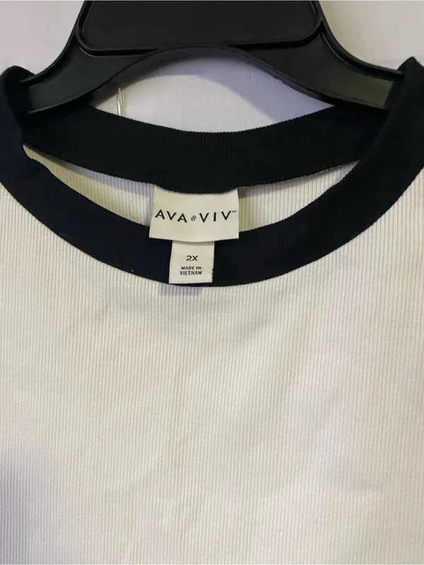 Ava & Viv White Tank Top with Black Contrast Trim - Image 2