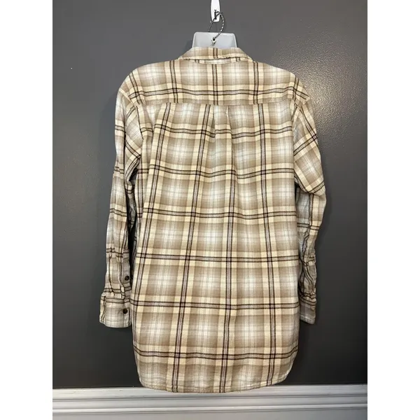 Gap Big Shirt Flannel Shirt Women's Small Yellow Plaid Button Front Casual y2k - Image 5
