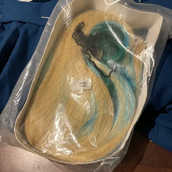 Festival cosplay wig blonde with blue and green - Image 4