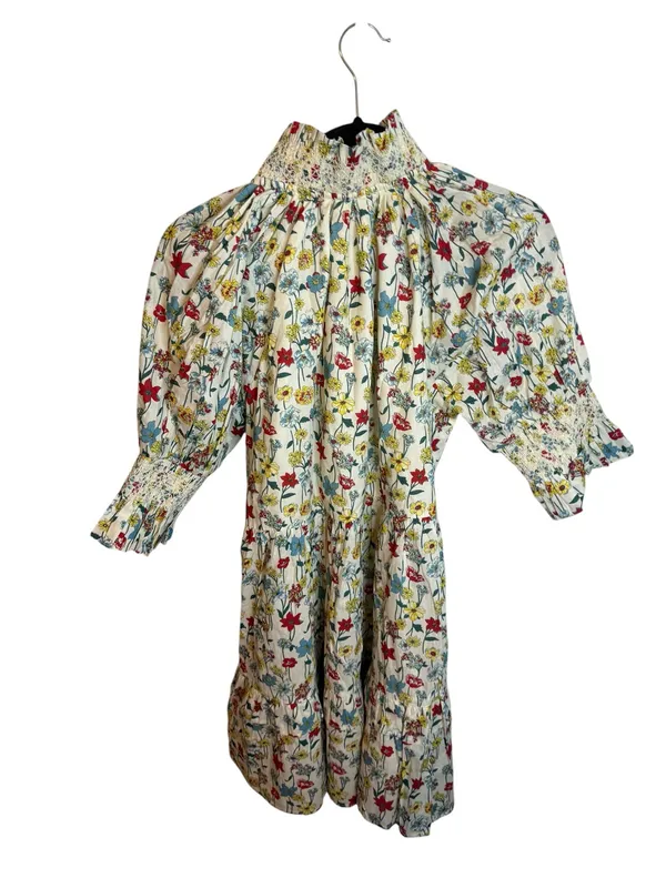 NWT English Factory Floral Smocked High Neck Puff Sleeve Mini Dress - Image 4