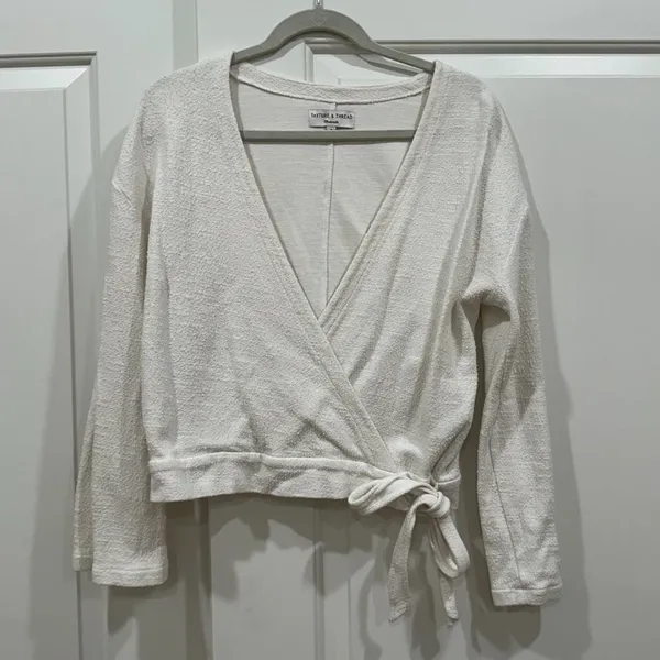 Madewell Ivory Wrap-tie Top - Image 3