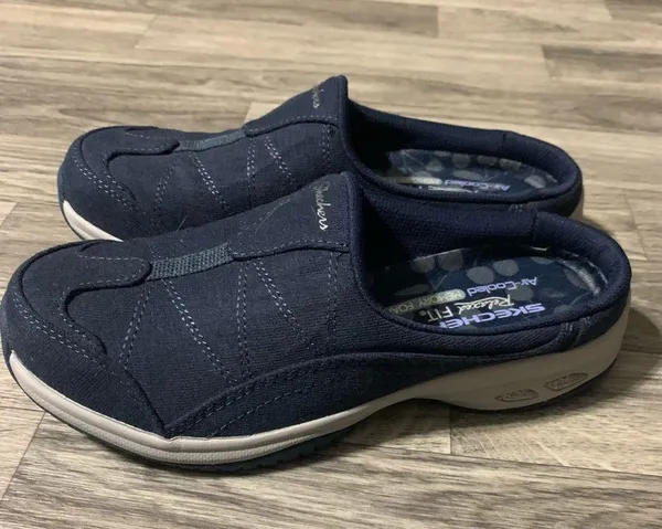 Skechers Relaxed Fit Air Cooled Memory Foam Navy Blue Flats Shoes - Image 4
