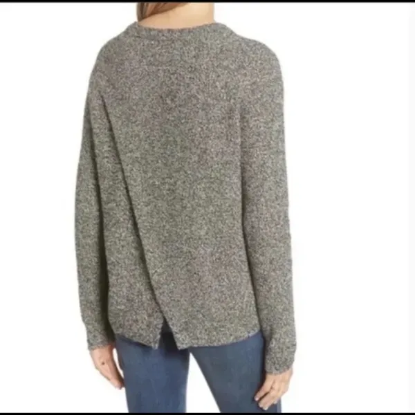 Madewell Province‎ Cross Back Knit Pullover Sweater Black & Gray Size Medium - Image 2