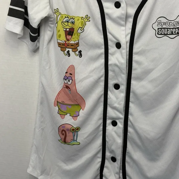 Nickelodeon Ladies Spongebob Squarepants Baseball Jersey Size Medium Mesh Jersey - Image 3