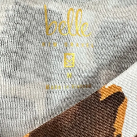 Belle by Kim Gravel Medium Brown White Animal Print Long Sleeve V‎ Neck Blouse - Image 4