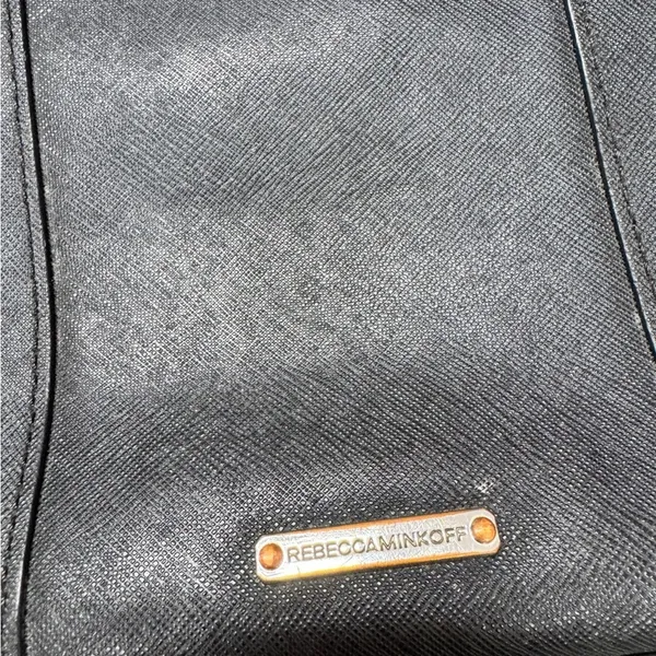 Rebecca Minkoff Black Leather Mini Handbag Tote Purse Classic Small Preppy - Image 3