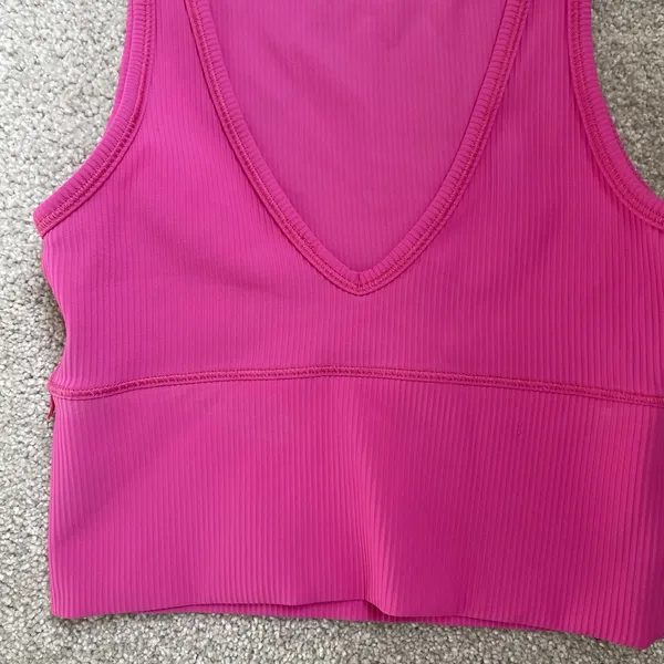 Lululemon Power Pivot Ribbed Crop Tank Top Sonic Pink Athletic Size XS/S - Image 4