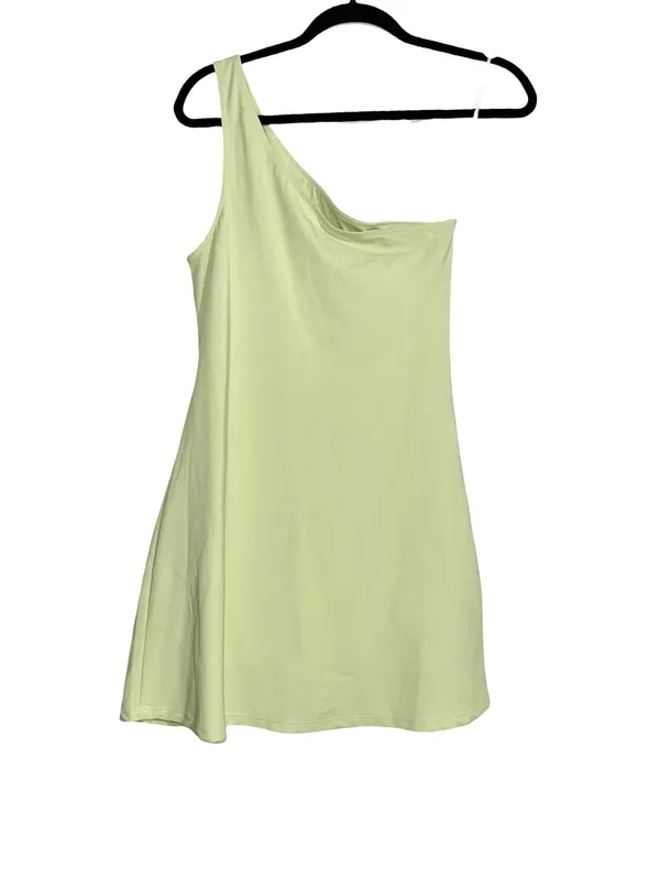 Abercrombie and Fitch Travelers One Shoulder Green Mini Dress with Shorts SMALL - Image 4