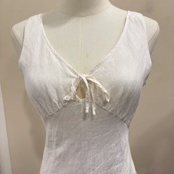 Amanda Uprichard Clarisse Dress White Linen Midi Keyhole Preppy Coastal Small - Image 5