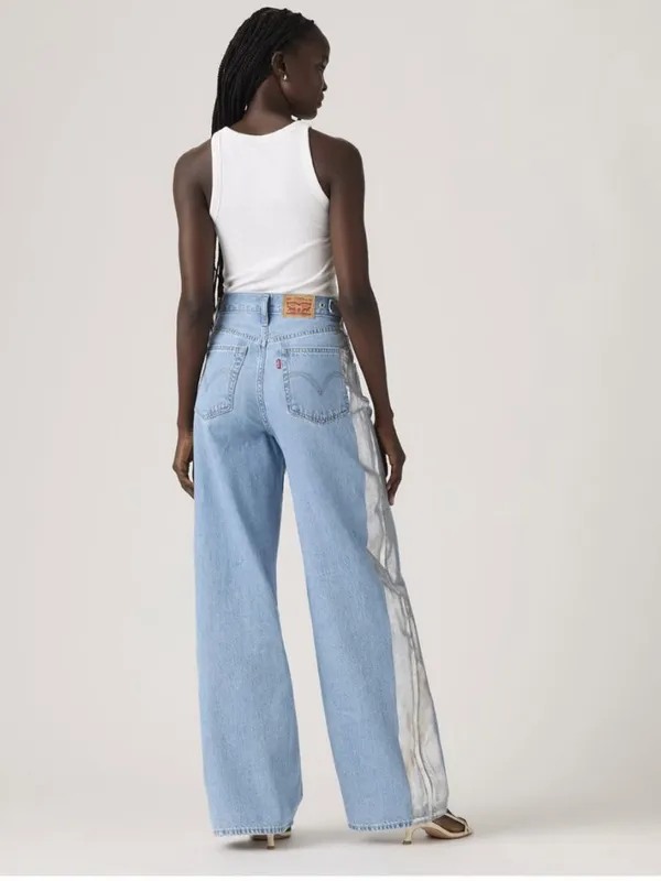 NWT Levi's Women's Blue Cinch Baggy Jeans With Foil Panel 25X31 - Image 5
