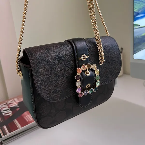 coach Gemma Crossbody In Signature Canvas With Jeweled Buckle ce623 - Image 2