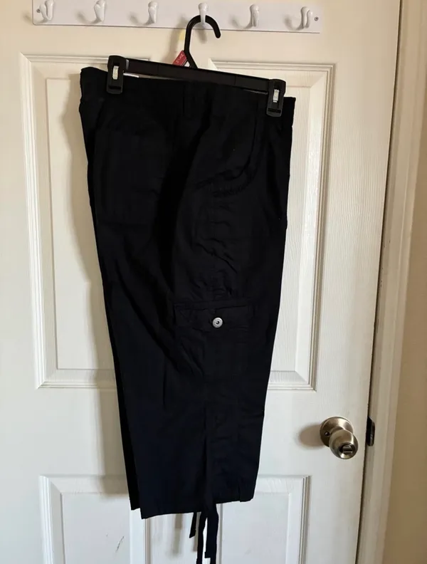 St. John's Bay Black Capri Cargo Pants with Drawstring Hem - Image 2