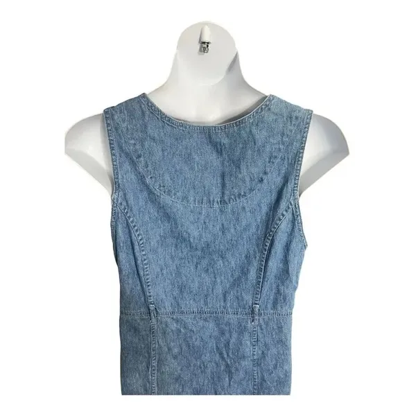 90s Christopher & Banks Blue Denim Midi Dress Sleeveless Size XL Cotton Button - Image 8
