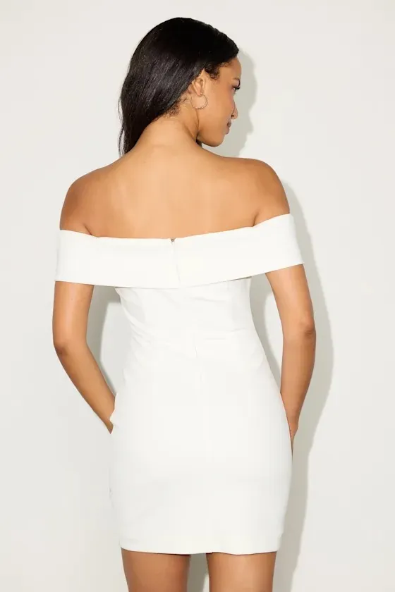 Lulus Caelion White Off-the-Shoulder Mini Dress - Image 2