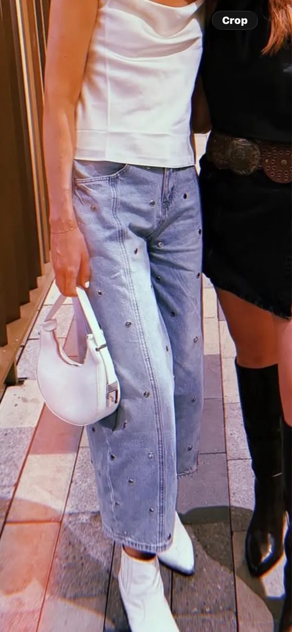 Studded Barrel Denim Jeans Blue - Image 3