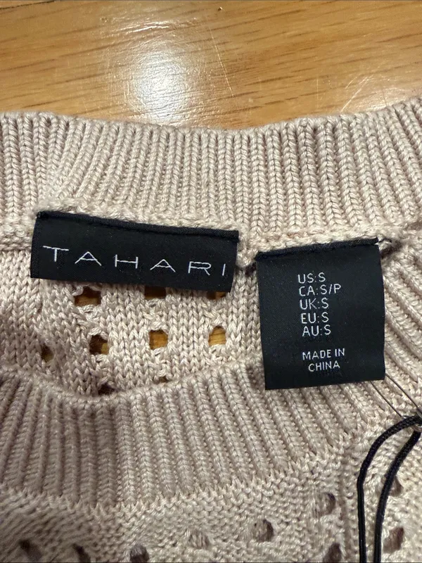 NWT Tahari tan open -knit beach dress cover up size small. - Image 2