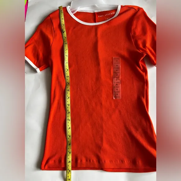 [Free Assembly] Women's Round Neck Short Sleeve T Shirts Orange Size M - Image 6
