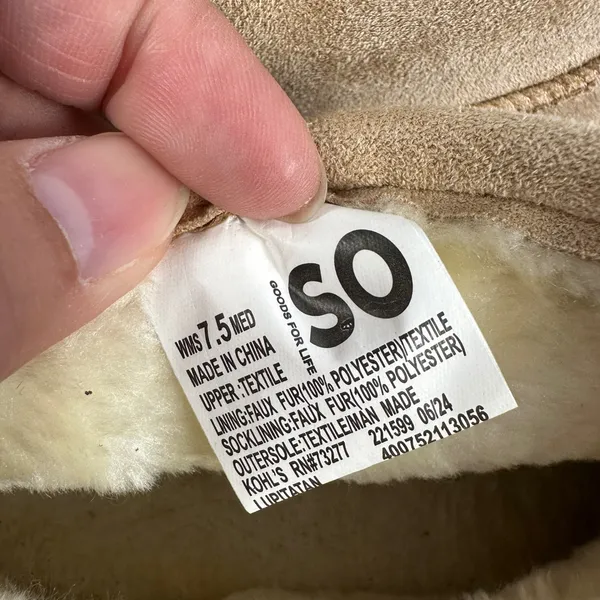 SO Goods for Life Tan Faux Suede Fur‎ Lined Short Ankle Boots Womens Size 7.5 - Image 6