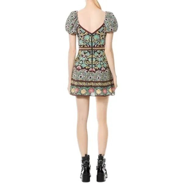 Alice + Olivia Dana Puff Sleeve‎ Fit & Flare Floral Mini Dress Size 4 - Image 3