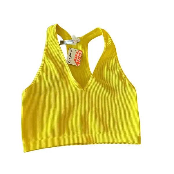 NWT Free People Free Throw Crop Tank Top In Optics Yellow XL - Image 6